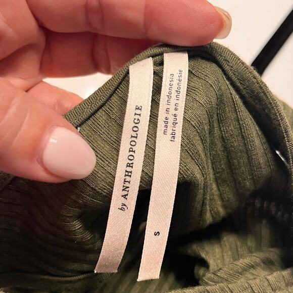 Anthropologie Olive Green Kingsolver Ribbed Midi Dress Small - Picture 8 of 11